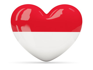 Heart shaped icon with flag of indonesia