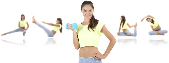 Woman doing exercises isolated