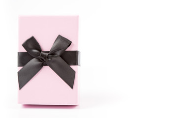 Pink gift box on white background isolated
