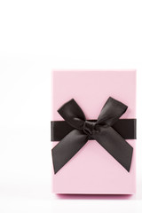 Pink gift box on white background isolated