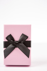 Pink gift box on white background isolated