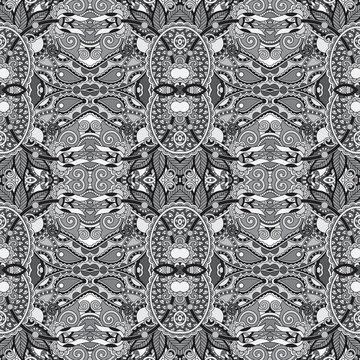 grey authentic seamless floral geometric pattern