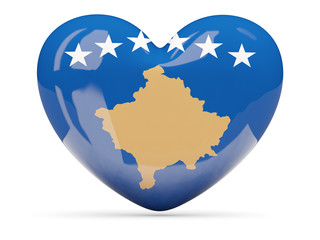 Heart shaped icon with flag of kosovo