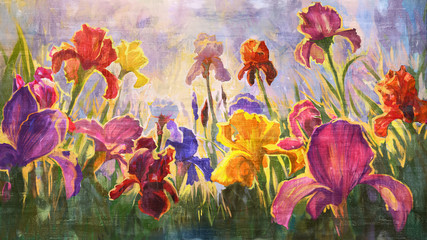 Irises - imitation of oil on canvas.