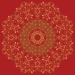 the abstract design of a circular pattern. Round Mandala.