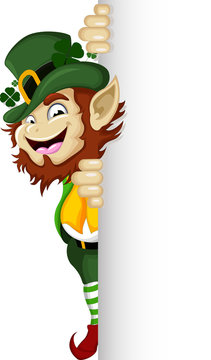 Happy Leprechaun with blank sign for you design