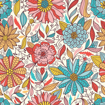 Fototapeta Seamless floral pattern