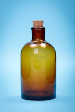 Brown empty glass reagent bottle