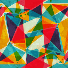 triangle mosaic seamless pattern with grunge effect