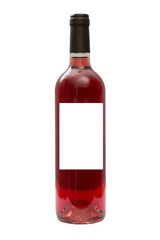 Rose wine with blank labels. Isolated on white