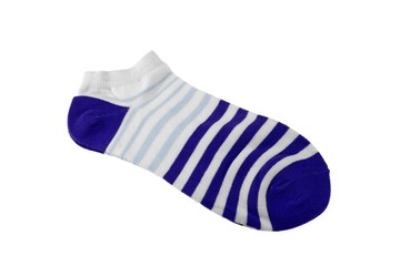 Pair Dark Blue And White Striped Ladies Socks