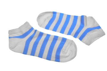 Pair Blue And White and Pink Striped Ladies Socks