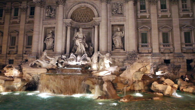 Trevi Fountain in Rome in night illumination,