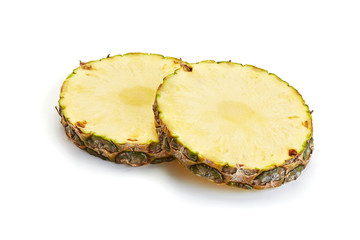 pineapple pieces on white background