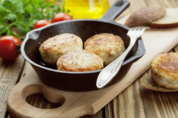 Burger in the frying pan