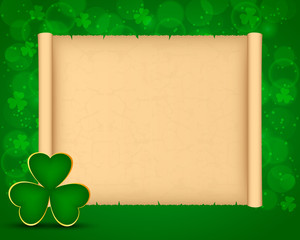 St Patrick's day background with parchment