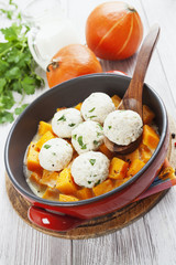 Baked pumpkin and chicken meatballs