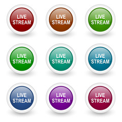live stream vector icon set