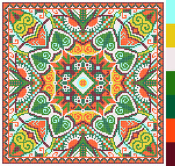 geometric square pattern for cross stitch ukrainian traditional
