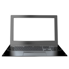 Modern laptop closeup on white background.Innovation computer te
