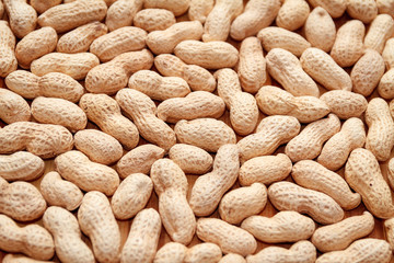 A lot of peanut in the shell. Top view. background