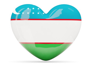 Heart shaped icon with flag of uzbekistan