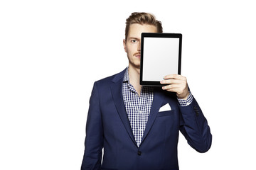 Hide the face behind digital tablet