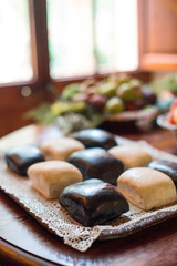 Setout table with sweet marzipan rolls.