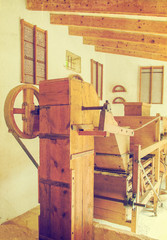 Part of medieval bean machine. Vintage effect.