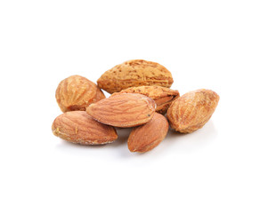 Almonds on a white background