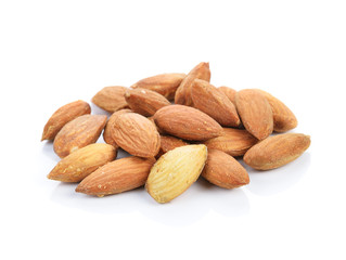 Almonds on a white background