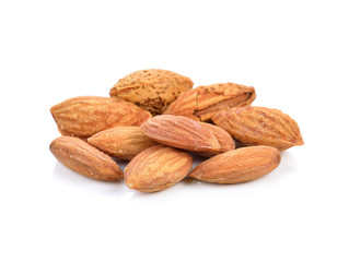 Almonds on a white background