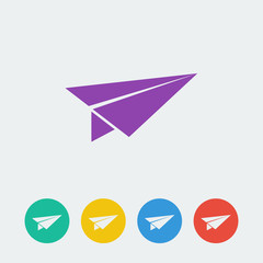 vector paper airplane flat circle icon