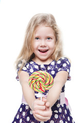 Beautiful little girl with lollipop isolated © darkbird