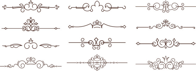 Set of dozen decorative text dividers.