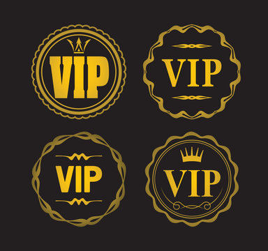 Set of 4 VIP designs isolated on black.