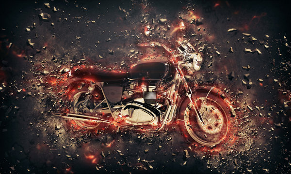 Fiery burning motorbike concept