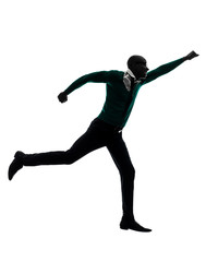 Fototapeta na wymiar african black man running happy silhouette