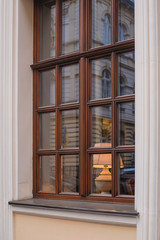 Classic Wooden window with lamp