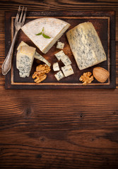 Blue cheese on wood
