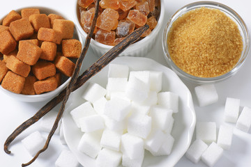 Various types of sugar
