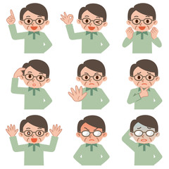 シニア男性の表情セット