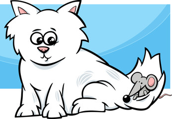 kitten with mouse cartoon