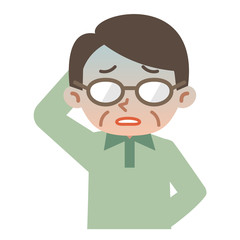 失敗して顔色が悪いシニア男性