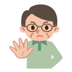 拒否するシニア男性