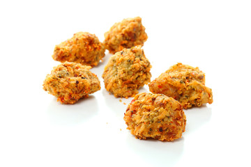 Fired chicken ball spicy on white background