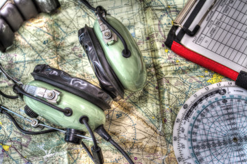 close up of pilot tools in hdr