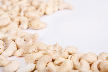Cashew nuts isolated on white background.
