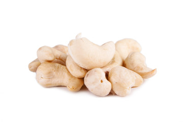 Cashew nuts isolated on white background.