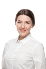 Business woman portrait . Isolated over a white background